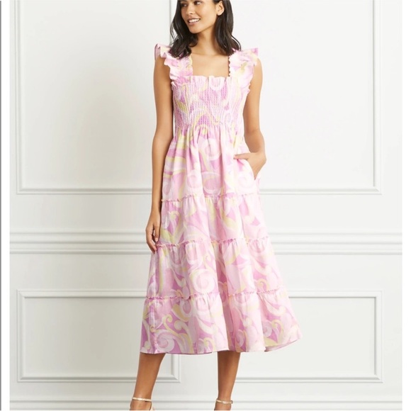 Hill House Dresses & Skirts - Hill House Home NWT Nap Dress Kaleidoscope Smocked Linen Midi Dress Size 2xl